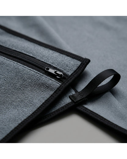 Krena Quick-Dry Gym Towel with Zipper Corner Pocket 120 x 45 cm Slate - Detail view