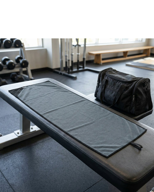 Krena Quick-Dry Gym Towel with Zipper Corner Pocket 120 x 45 cm Slate - Lifestyle view