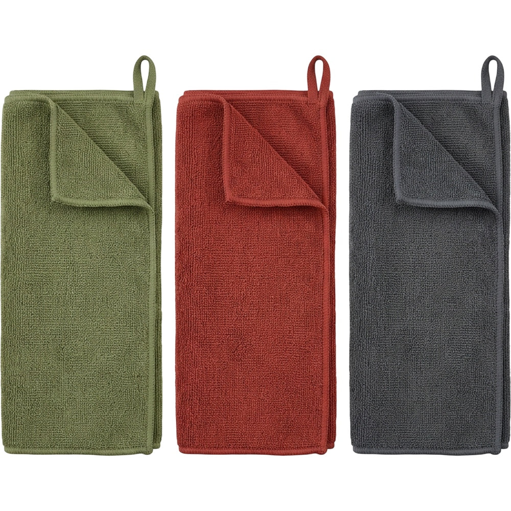 Krena Compact Training Towel Set of 3 50 x 25 cm Olive Brick and Charcoal - Product view