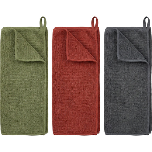 Krena Compact Training Towel Set of 3 50 x 25 cm Olive Brick and Charcoal - Product view