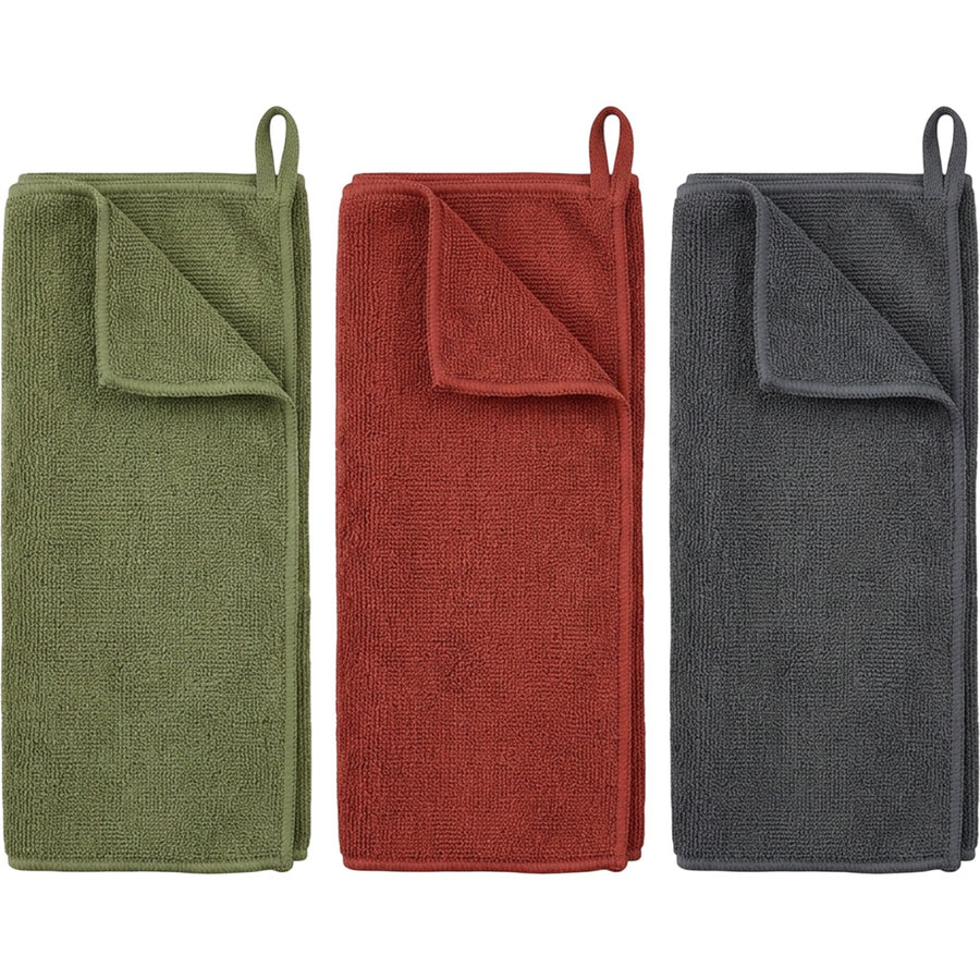 Krena Compact Training Towel Set of 3 50 x 25 cm Olive Brick and Charcoal